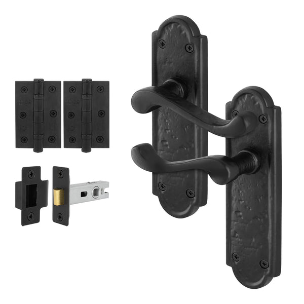 Ashtead Antique Black Iron Door Handle Pack - 76mm Latch - 76mm Hinges - tradefit - Featured Image
