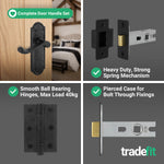 Ashtead Antique Black Iron Door Handle Pack - 76mm Latch - 76mm Hinges - tradefit - 5