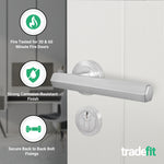 Moreno Satin Nickel Lever on Rose Door Handle Kit - Medium Duty FD30/60 - 80mm Euro Sashlock and Thumbturn Cylinder - Keyed to Differ - tradefit - 2