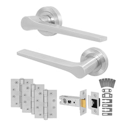 Tapera Satin Nickel Lever on Rose Door Handle Kit - Medium Duty FD30/60 - 76mm Latch - tradefit