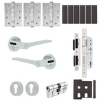 Tapera Polished Chrome Lever on Rose Door Handle Kit - Heavy Duty FD30/60 - DIN Euro Sashlock and Double Cylinder - Keyed Alike - tradefit - 1