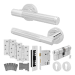 Aurora Polished Chrome Lever on Rose Door Handle Kit - Medium Duty FD30/60 - 80mm Euro Sashlock and Double Cylinder - Keyed to Differ - tradefit - 1