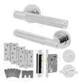 Dumont Polished Chrome Lever on Rose Door Handle Kit - Medium Duty FD30/60 - 80mm Bathroom Lock