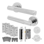 Dumont Polished Chrome Lever on Rose Door Handle Kit - Medium Duty FD30/60 - 80mm Bathroom Lock - 1