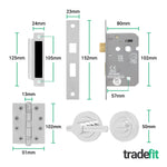 Dumont Polished Chrome Lever on Rose Door Handle Kit - Medium Duty FD30/60 - 80mm Bathroom Lock - tradefit - 5