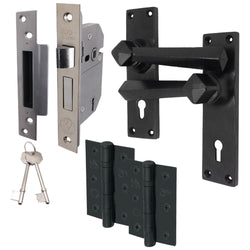 Tudor Antique Black Iron Lever Door Handle Pack - BS3621 5 Lever Sashlock - tradefit