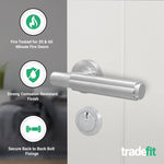 Flores Satin Nickel Lever on Rose Door Handle Kit - Medium Duty FD30/60 - 80mm Euro Sashlock and Thumbturn Cylinder - Keyed Alike - tradefit - 2