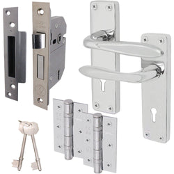 Sassari Polished Chrome Lever Door Handle Pack - BS3621 5 Lever Sashlock - tradefit