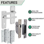 Sassari Polished Chrome Lever Door Handle Pack - BS3621 5 Lever Sashlock - tradefit - 3