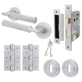 Mode-Grip Satin Chrome Lever on Rose Door Handle Pack - 3 Lever Lock