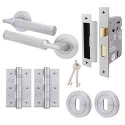 Mode - Grip Satin Chrome Lever on Rose Door Handle Pack - 3 Lever Lock - tradefit