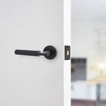 Mode - Grip Black Lever on Rose Fire Door Handle Pack - Latch - FD30/60 - tradefit - 6