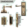 Georgian Rope Edge Scroll Antique Brass Door Handle Pack - 64mm Sashlock - tradefit
