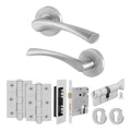 Nola Satin Nickel Lever on Rose Door Handle Kit - 80mm Euro Sashlock and Thumbturn Cylinder - Keyed to Differ