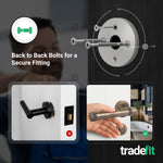 Santana Antique Brass Lever on Rose Door Handle Kit - Medium Duty FD30/60 - 80mm Bathroom Lock - tradefit - 3