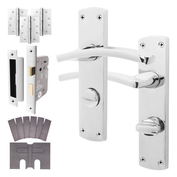 Euroda - Plus Polished Chrome Fire Door Handle Pack - Bathroom - FD30/60 - tradefit - Featured Image