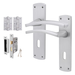 Euroda - Plus Satin Chrome Door Handle Pack - Sash lock - tradefit
