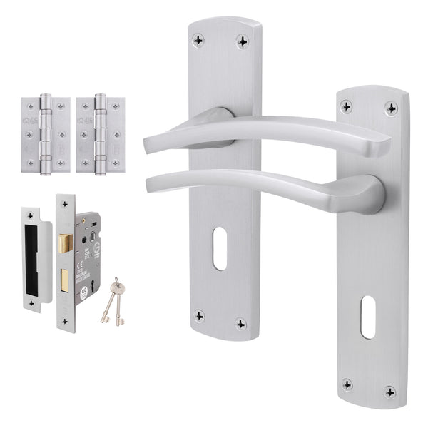 Euroda - Plus Satin Chrome Door Handle Pack - Sash lock - tradefit - Featured Image