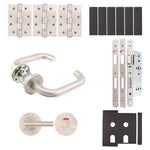 Fire Door Kit - Bathroom Kit - Heavy Duty - Satin Stainless Steel - tradefit - 1