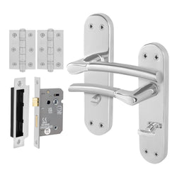 Bosa Duo Style Polished Chrome/Satin Nickel Lever on Backplate Door Handle Pack - 80mm Bathroom Lock - tradefit