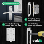 Bosa Duo Style Polished Chrome/Satin Nickel Lever on Backplate Door Handle Pack - 64mm Bathroom Lock - tradefit - 5
