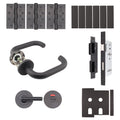 Fire Door Kit - Bathroom Cubicle Door - Medium Duty - Matt Black