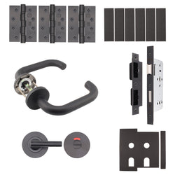 Fire Door Kit - Bathroom Cubicle Door - Medium Duty - Matt Black - tradefit