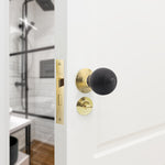 Beehive Ebony/Brass Wooden Mortice/Rim Door Knob Kit - 80mm Bathroom Lock - tradefit - 5