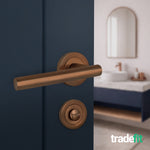 Olbia Bronze Lever on Rose Door Handle Pack - 80mm Bathroom Lock - tradefit - 6