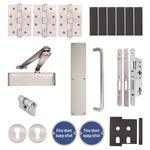 Fire Door Kit - Corridor Locking Double Cylinder - Heavy Duty - Satin Stainless Steel - tradefit - 1