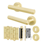 Moreno Satin Brass Lever on Rose Door Handle Kit - Sashlock - tradefit - 1