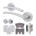 Euroda-Plus Satin Chrome Lever on Rose Fire Door Handle Pack - Bathroom - FD30/60