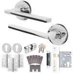 Euroda Polished Chrome Lever on Rose Fire Door Handle Pack - Euro Lock & Cylinder - tradefit - 1