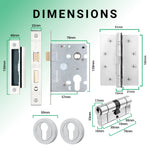 Euroda Polished Chrome Lever on Rose Fire Door Handle Pack - Euro Lock & Cylinder - tradefit - 5