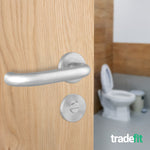Return to Door Lever on Rose Stainless Steel Door Handle Kit - Medium Duty - 80mm Bathroom Lock - tradefit - 6