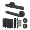 Moreno Matt Black Lever on Rose Door Handle Kit - Sashlock