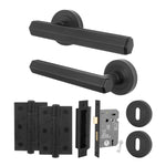 Moreno Matt Black Lever on Rose Door Handle Kit - Sashlock - tradefit - 1