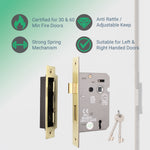 Mortice Fire Rated Sashlock - 80mm Case Size - 57mm Backset - Satin Brass - tradefit - 2