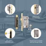 Mortice Fire Rated Sashlock - 80mm Case Size - 57mm Backset - Satin Brass - tradefit - 3