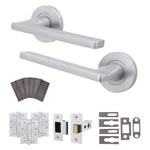 Euroda Satin Chrome Lever on Rose Fire Door Handle Pack - Latch - FD30/60 - tradefit - 1