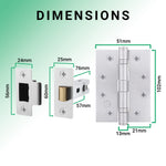 Euroda - Plus Satin Chrome Fire Door Handle Pack - Latch - FD30/60 - tradefit - 5