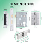 Euroda - Plus Satin Chrome Door Handle Pack - Euro Lock & Thumbturn Cylinder - tradefit - 5