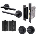 Euroda Black Lever on Rose Door Handle Pack - Bathroom