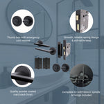 Euroda Black Lever on Rose Door Handle Pack - Bathroom - tradefit - 3