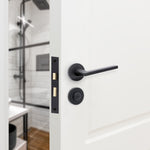 Euroda Black Lever on Rose Fire Door Handle Pack - Bathroom - FD30/60 - tradefit - 6