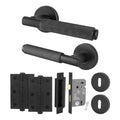 Dinis Matt Black Lever on Rose Door Handle Pack - 80mm Sashlock