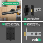 Mitre Lever on Rose Matt Black Door Handle Kit - Medium Duty - 76mm Latch - tradefit - 5