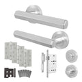 Moreno Satin Nickel Lever on Rose Door Handle Kit - Heavy Duty FD30/60 - DIN Bathroom Lock