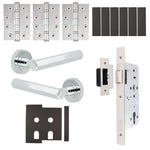 Moreno Polished Chrome Lever on Rose Door Handle Kit - Heavy Duty FD30/60 - DIN Latch - tradefit - 1