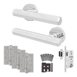 Moreno Polished Chrome Lever on Rose Door Handle Kit - Heavy Duty FD30/60 - DIN Latch - tradefit - 1